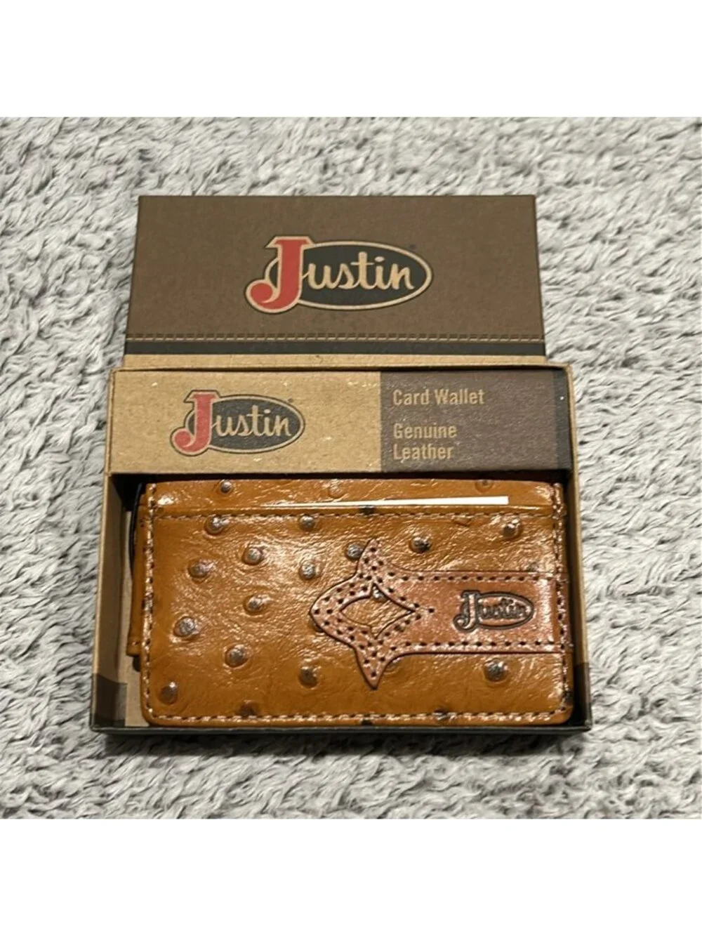 Justin Boots genuine leather CARD WALLET with money clip men's new in box